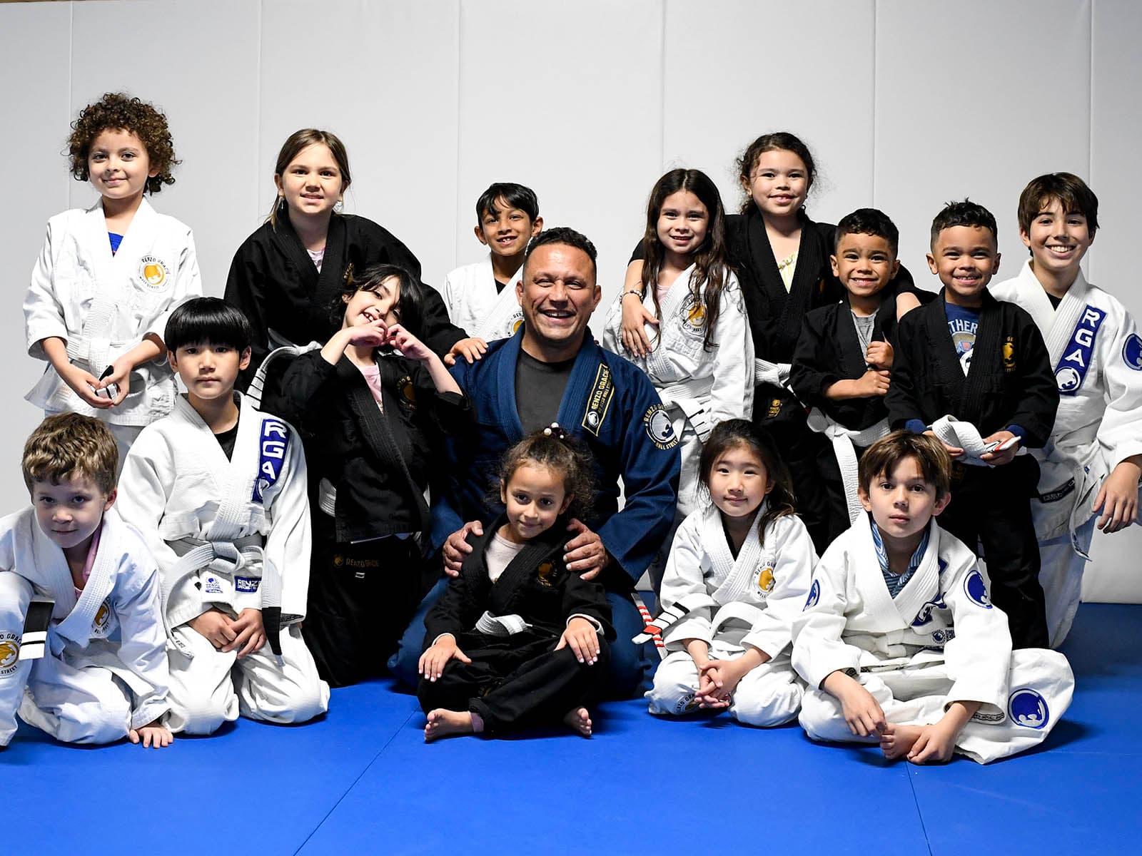 Renzo Gracie with students of the kids jiu-jitsu program at Renzo Gracie Jiu-Jitsu Wall Street in the Financial District